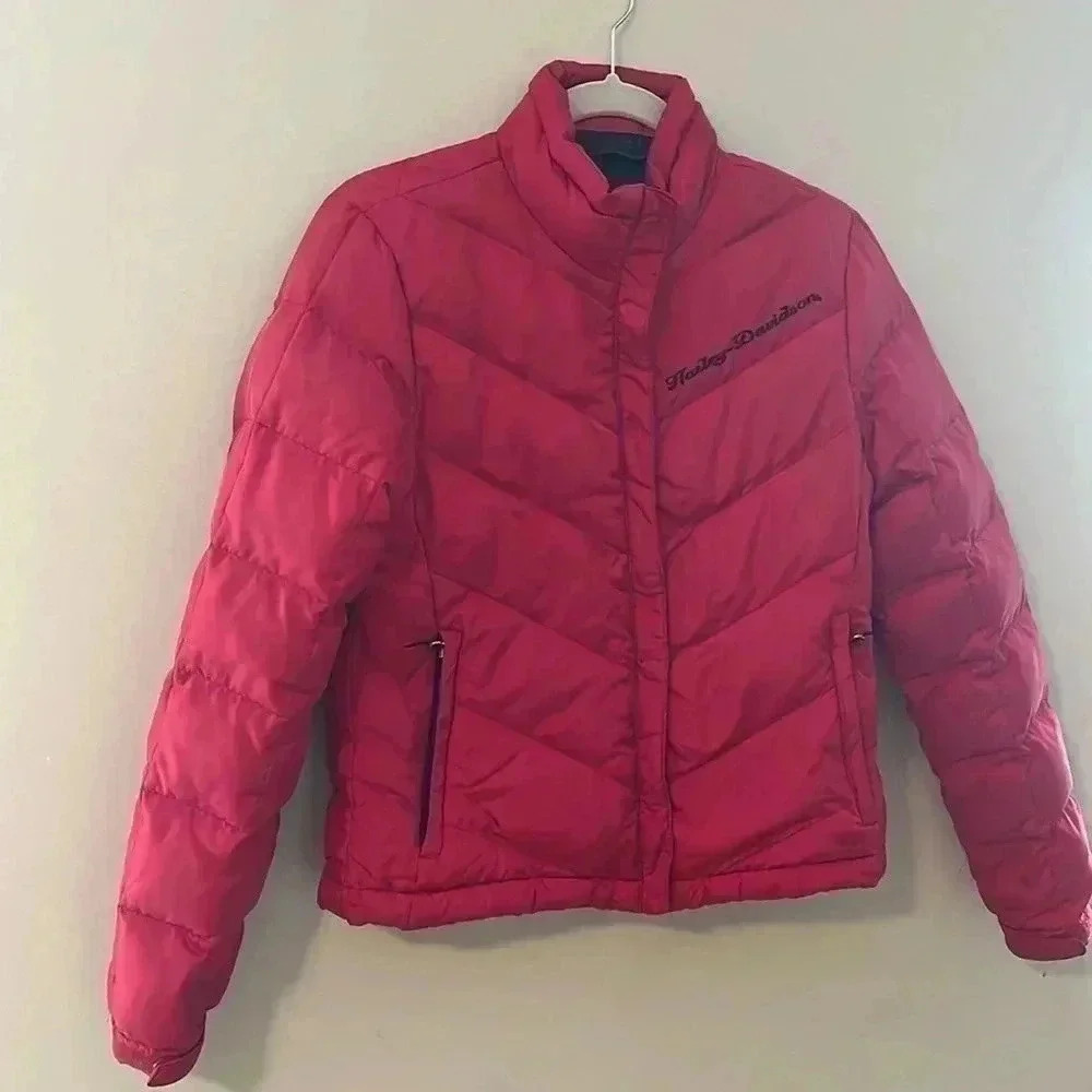 [S/M]Harley  Davidson Cropped Red Puffer Jacket